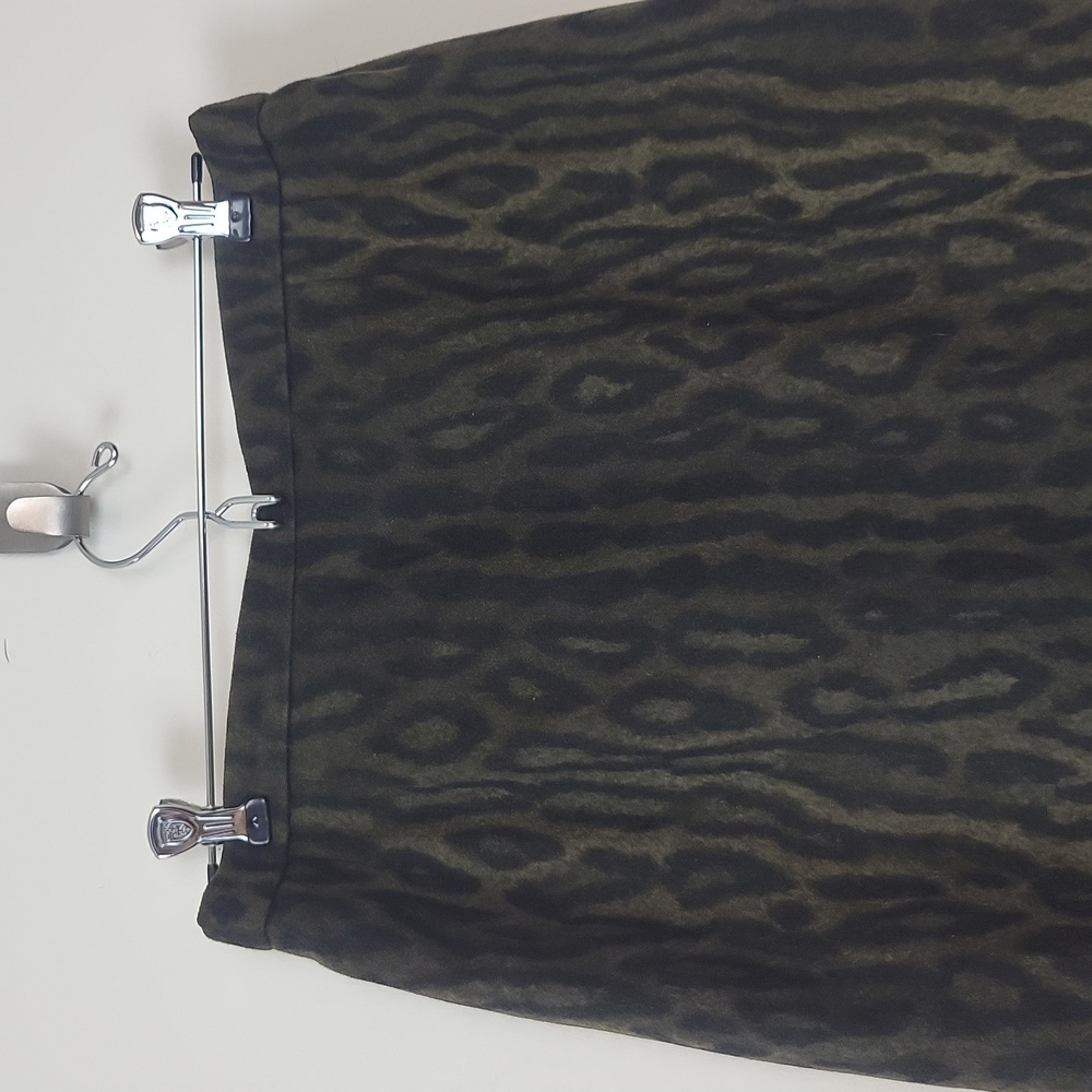 ESCADA MARGARETHA LEY Vintage 80s Black Green Wool Animal Print Pencil Skirt